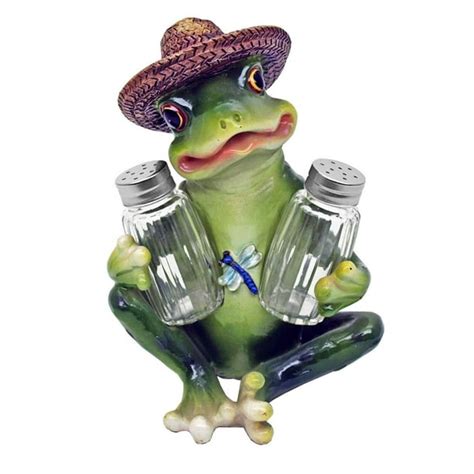 Senor Frog Wearing Sombrero Salt And Pepper Shaker Set