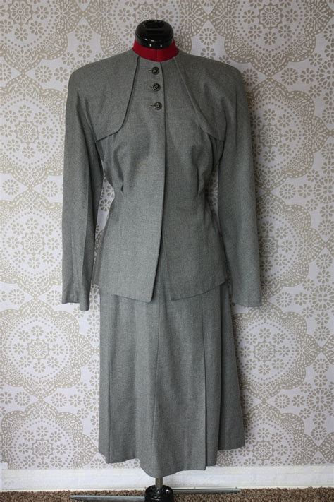 Reserved Listing Vintage 1940 S Gray Wool Jacket And Skirt Etsy