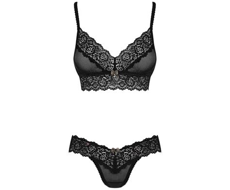Obsessive Black Lace Two Piece Lingerie Set Sexystyleeu