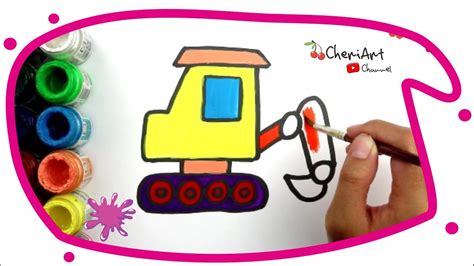 Menggambar Dan Mewarnai Bego Eskavator Warna Warni Mudah Untuk Anak
