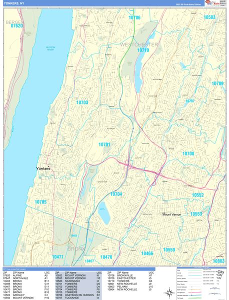 Yonkers New York Wall Map Basic Style By Marketmaps Mapsales