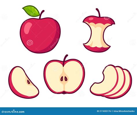 Conjunto De Manzanas De Dibujos Animados Ilustración del Vector