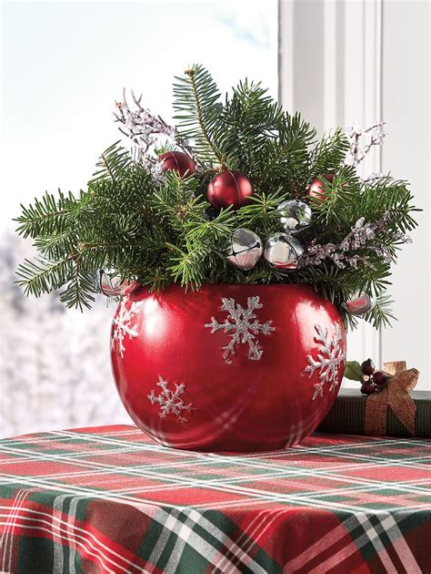 Silver Bells And Snowflakes Balsam Centerpiece Christmas Table