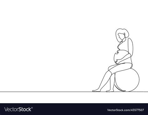 Single Continuous Line Drawing Pregnant Woman Vector Image