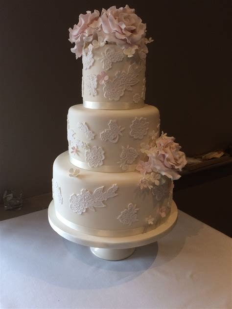 3 Tier Ivory Wedding Cake Ivory Wedding Cake Lace Wedding Cake Cake