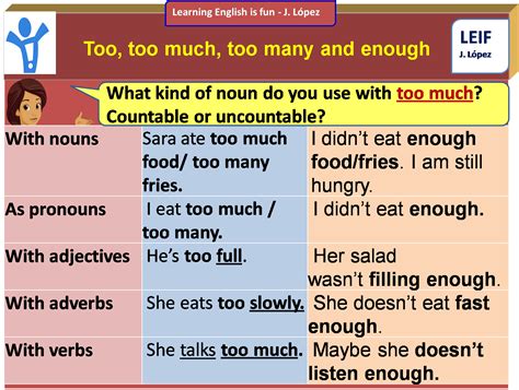 English Intermediate I U5 Too Too Much Too Many And Enough And Enough