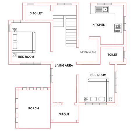 Free Indian House Plan 1500 Sq Ft 4 Bedroom 3 Attached Bath