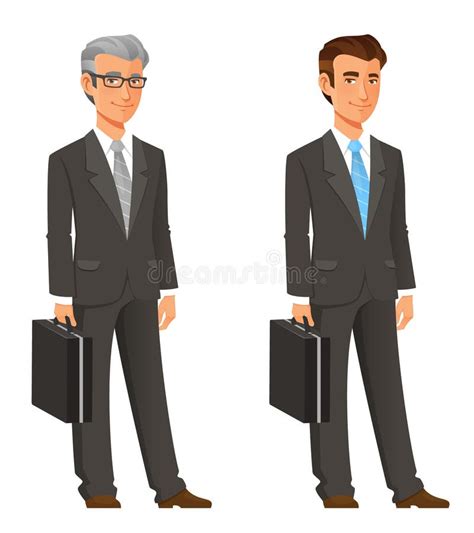 Cartoon Businessman In Grey Suit Stock Vector Illustration Of Glasses