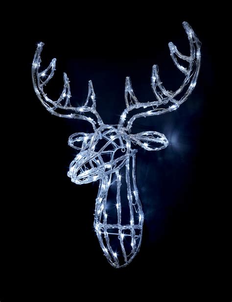 Acrylic Reindeer Head White Led Lights Outdoor Christmas Garden