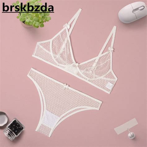 Brskbzda Sexy Lingerie Seamless Bra Sheer Lace Underwear Set Women 2
