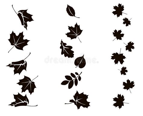 Autumn Falling Leaves Vertical Ornament With Leaf Silhouette Stock