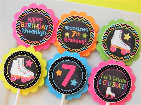 Neon Roller Skating Cupcake Toppers Roller Skate Cupcakes Etsy