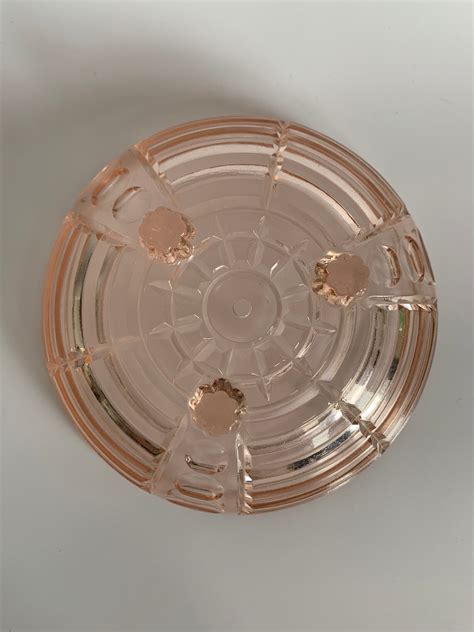 30s vintage round glass peach medium fruit bowl trinket etsy