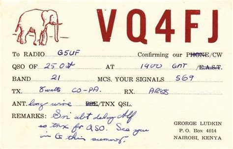 Qsl Nairobi Ham Radio Card C1960 Ham Radio Radio Ham Radio Operator