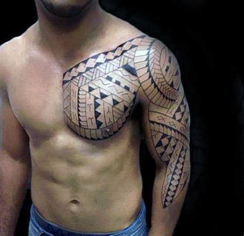 Freestyle Cross Small Tribal Chest Tattoos For Men