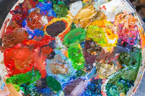 Oil Paint Palette For Mixing Colors Stock Photo Download Image Now