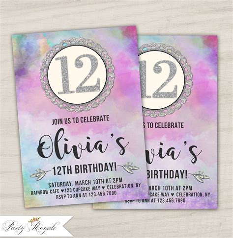 12th Birthday Invitations Tween Birthday Party Invitation Etsy