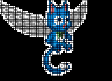 Happy From Fairy Tail Pixel Art Pattern Anime Pixel Art Pixel Art Grid