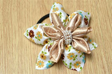 How To Make Elegant Flower Hair Ties With Fabric And Ribbon Tip Junkie