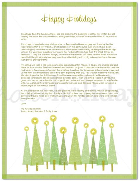 holiday letter templates  sample  format