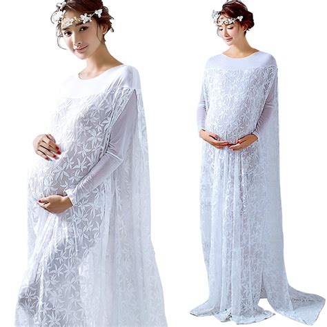 Maternity Gown Lace Dresses White Maternity Photography Props Dress