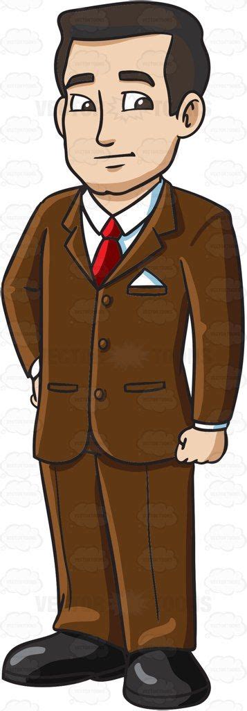 A Man Wearing A Tailored Set Of Suit Cartoon Clipart