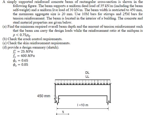 Solved A Simply Supported Reinforced Concrete Beam Of