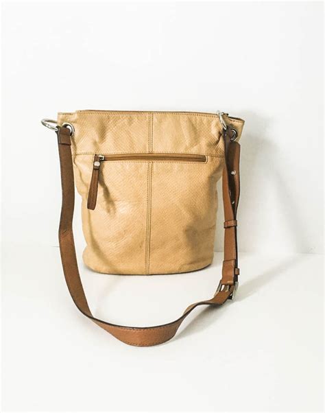 Tignanello Tan Leather Shoulder Bag Two Toned Pebble Leather Etsy