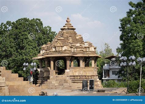 Vishwanath Temple Facade Nandi Shrine Western Group Khajuraho