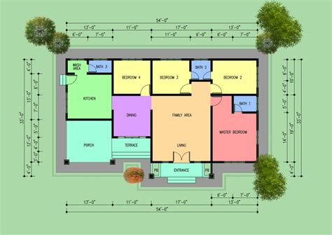 Pelan Lantai Rumah Banglo Setingkat Setengah Design Rumah Banglo Mewah 1 Tingkat 4 Bilik 3