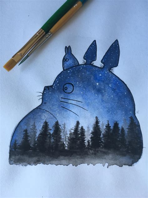 Second Painting Of 2018 Totoro Rwatercolor