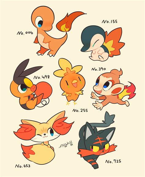Fire Starter Pokemon Desenhos De Animais Fofinhos Pokemon Iniciais