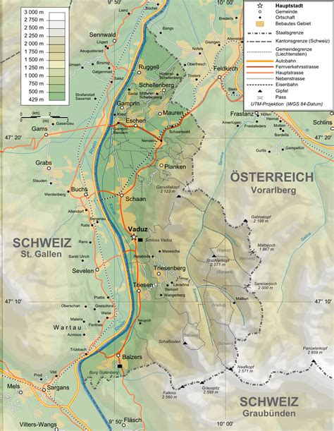Map Of Liechtenstein Topographic Map Worldofmaps Net Online Maps