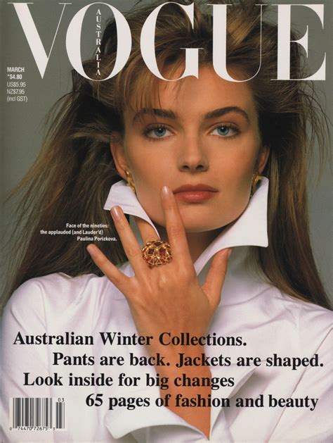 Vogue Paulina Paulina Porizkova Vogue Australia Vogue Covers