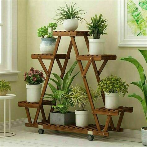 3 Tier Wooden Flower Pot Plant Stand Shelf Display Garden Etsy