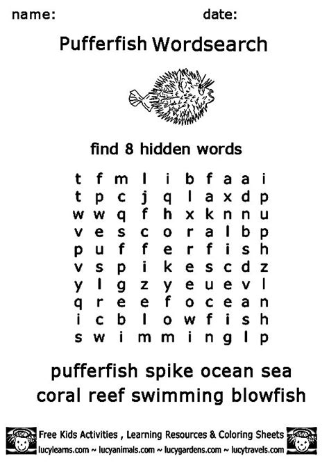 Fish Word Search Printable Word Search Printable