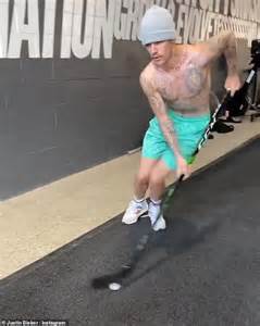 Shirtless Justin Bieber Shows Off His Hockey Skills And Talks About God