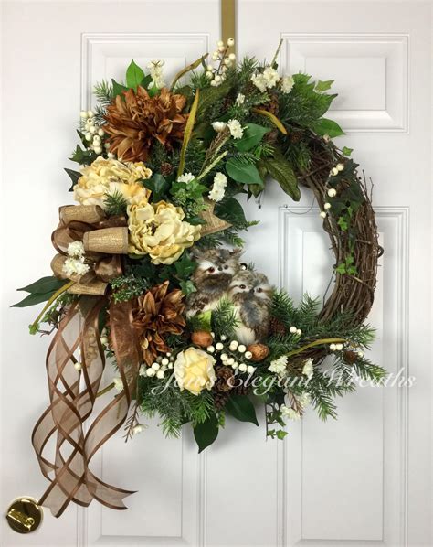 Fall Wreath. Owl Wreath. Winter Wreath. Wreath with Birds. | Etsy | Winter wreath, Fall wreath ...