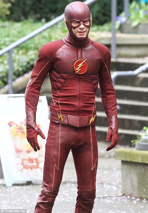 masked man gustin was in full flash costume while filming as the