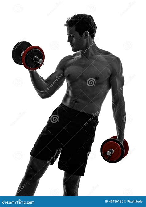 Man Weights Body Builders Training Exercises Stock Image Image Of