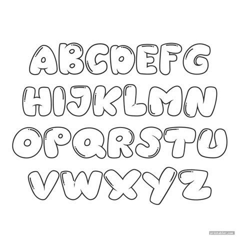 Cute Block Letter Font Alphabet Template Bubble