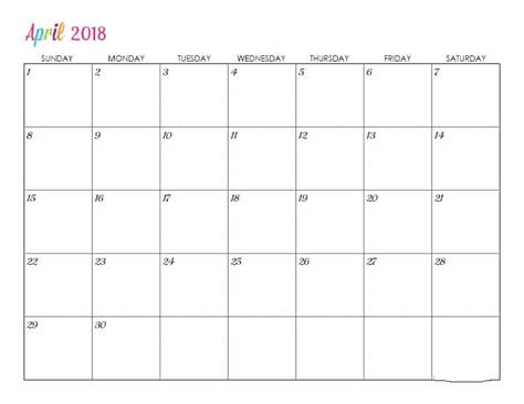 Editable April Calendar Prinatble Oppidan Library