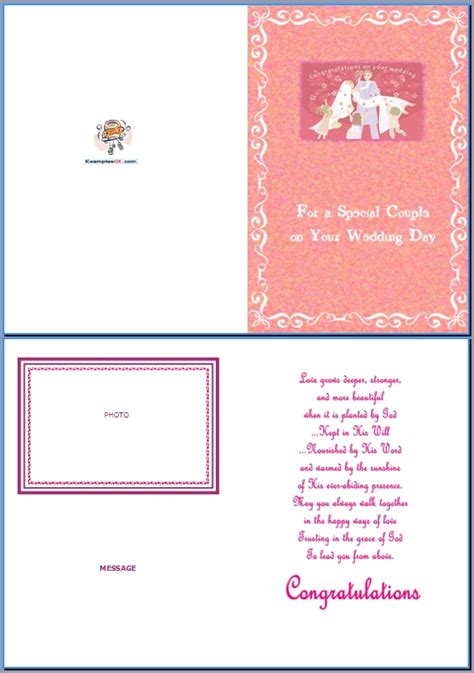 Example Of Wedding Cardfor A Special Couple On Your Wedding Day
