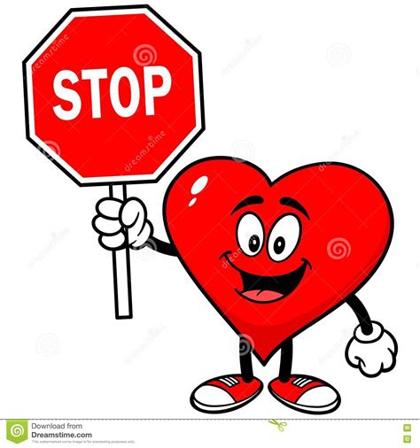Heart With Stop Sign Stock Vector Illustration Of Cartoons 72948320