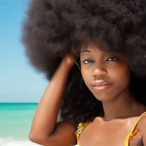 afro woman enjoying miami beach