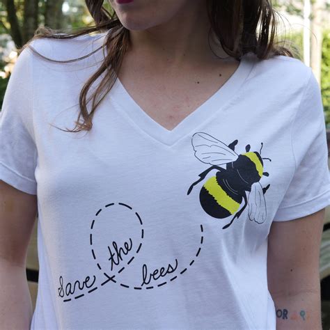 Save The Bees Womens V Neck T Shirt Bee Conservation Etsy