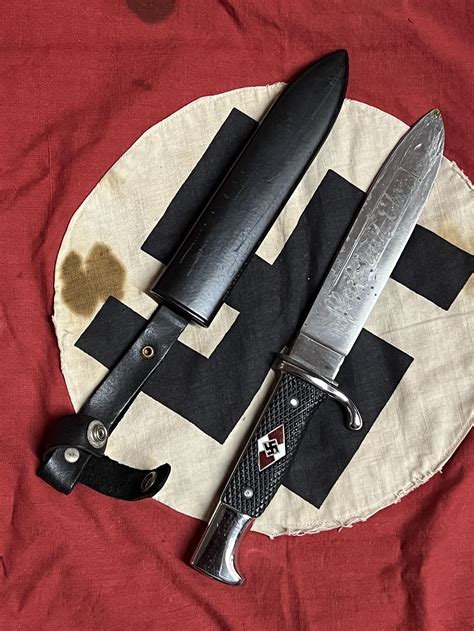 Scarce Ww2 German Hitler Youth Dagger Wsheath And Maker Marks 0184 On