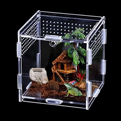 Transparent Feeding Box Portable Acrylic Habitat Terrarium Reptile Breeding Case For Spide