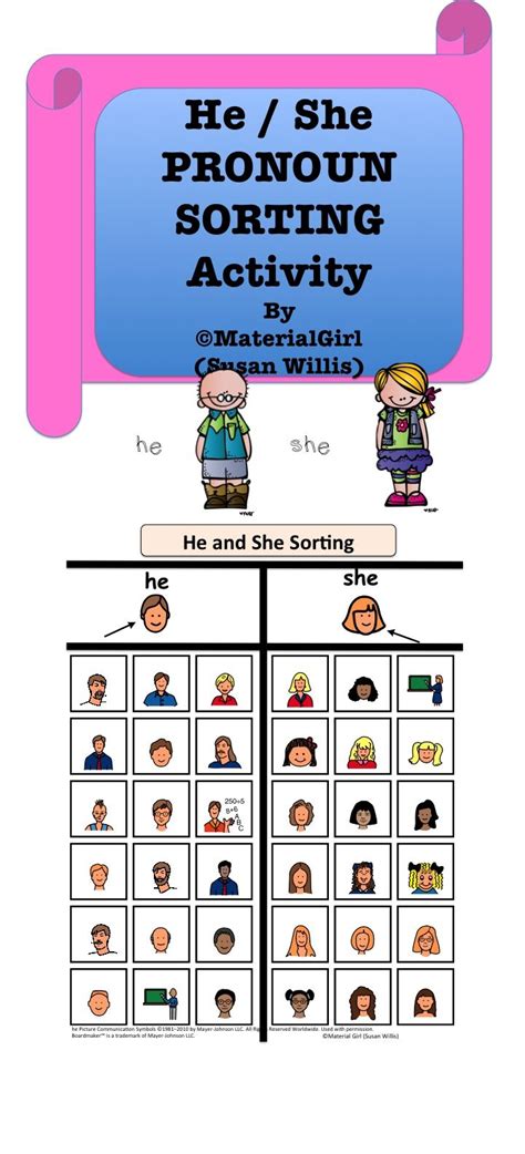 speech therapy pronouns he she sorting activity boardmaker autism hot sex picture