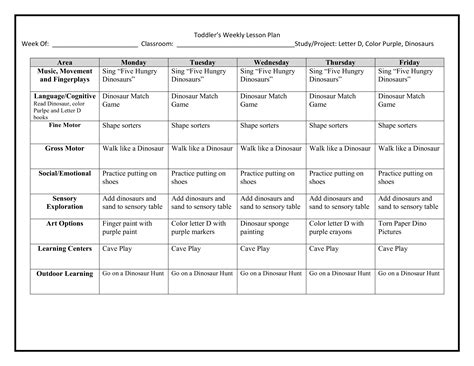 Weekly Lesson Plan Template Kellys Classroom